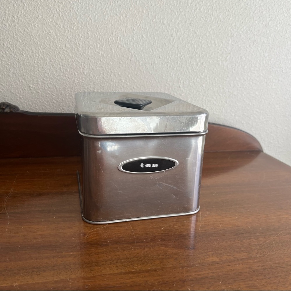 vintage chrome tea canister